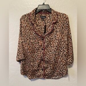 Room Service Leopard Print Button Pajama Shirt